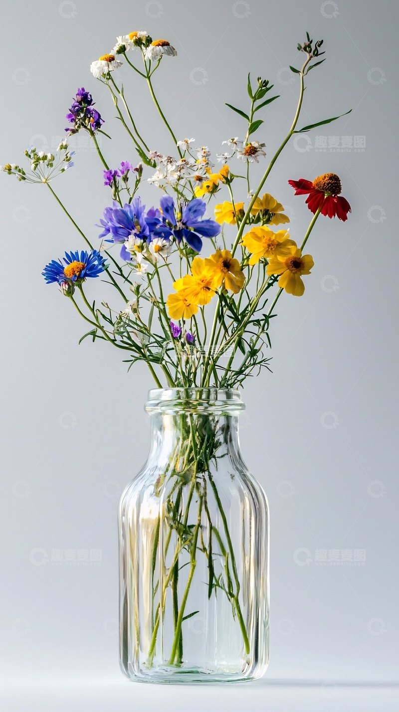 高清大图下载【趣麦麦图】野花玻璃瓶插花