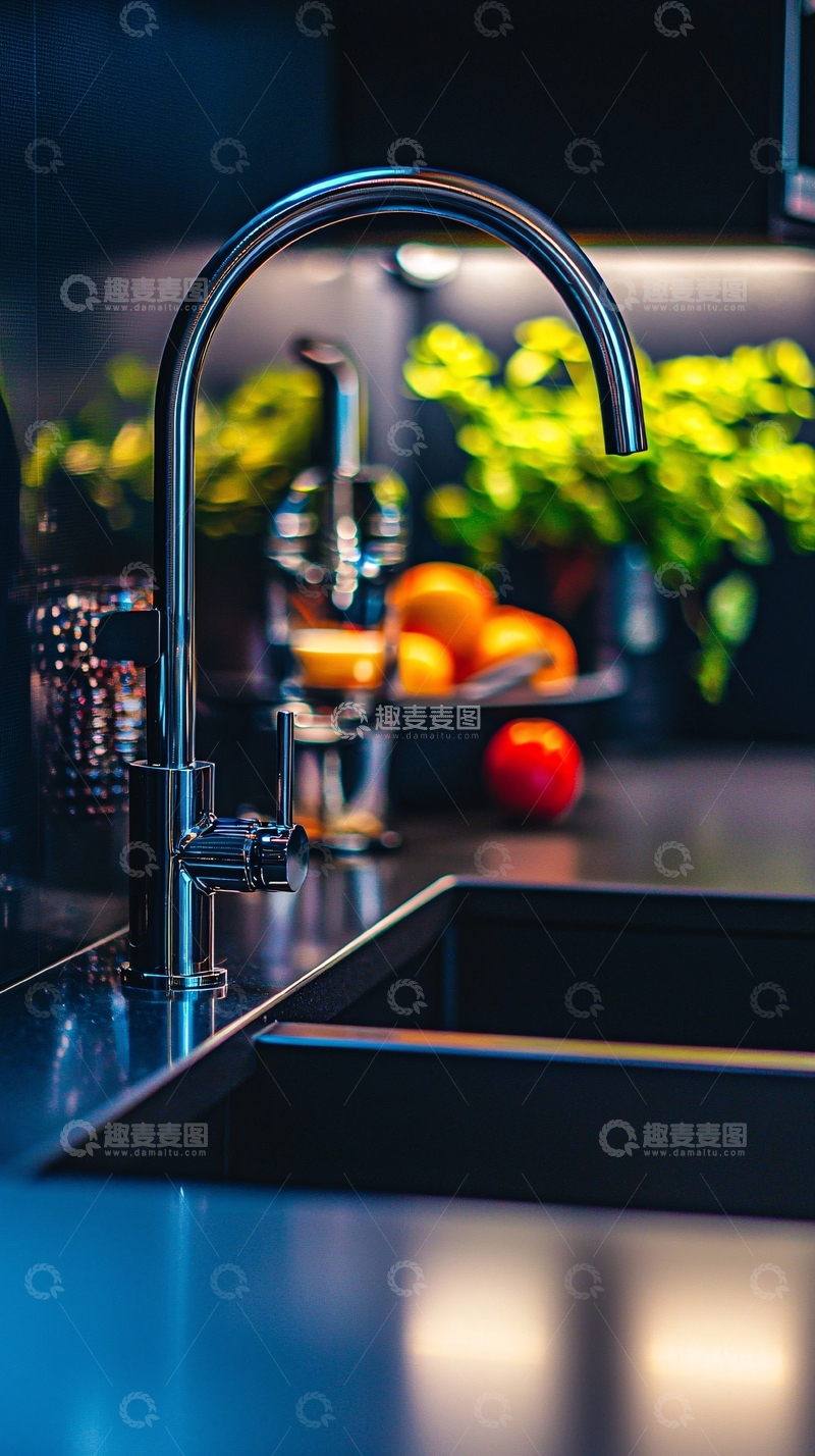 高清大图下载【趣麦麦图】黑色厨房水龙头