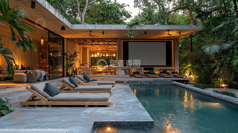 高清大图下载【趣麦麦图】豪华泳池别墅景观