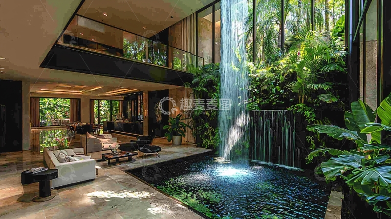 高清大图下载【趣麦麦图】室内瀑布