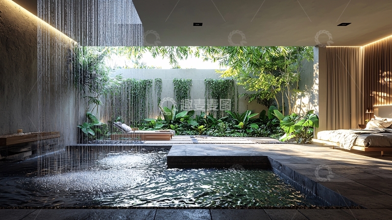 高清大图下载【趣麦麦图】热带风格的泳池庭院