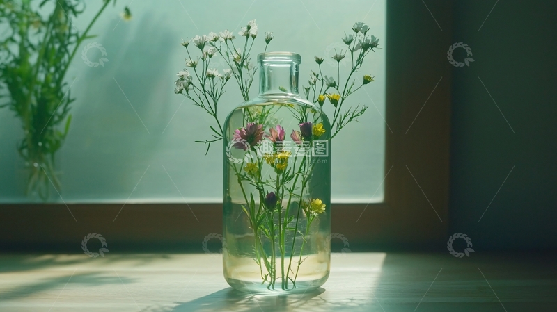 高清大图下载【趣麦麦图】玻璃瓶鲜花