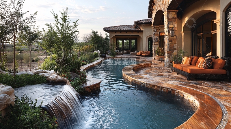 高清大图下载【趣麦麦图】豪华别墅带泳池景观
