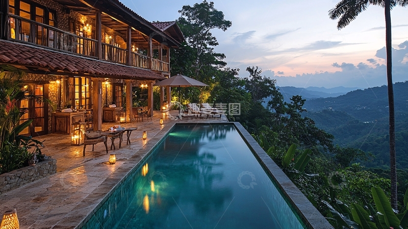 高清大图下载【趣麦麦图】豪华度假村泳池别墅