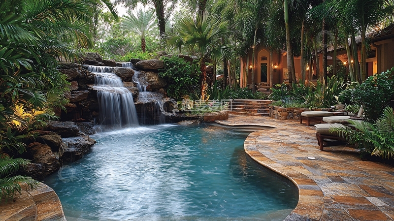 高清大图下载【趣麦麦图】热带风情泳池别墅