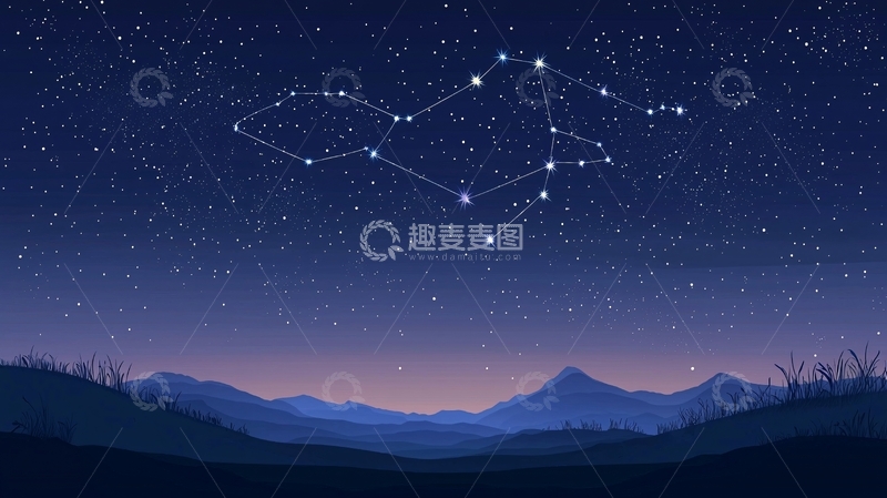 高清大图下载【趣麦麦图】星空下的星座图