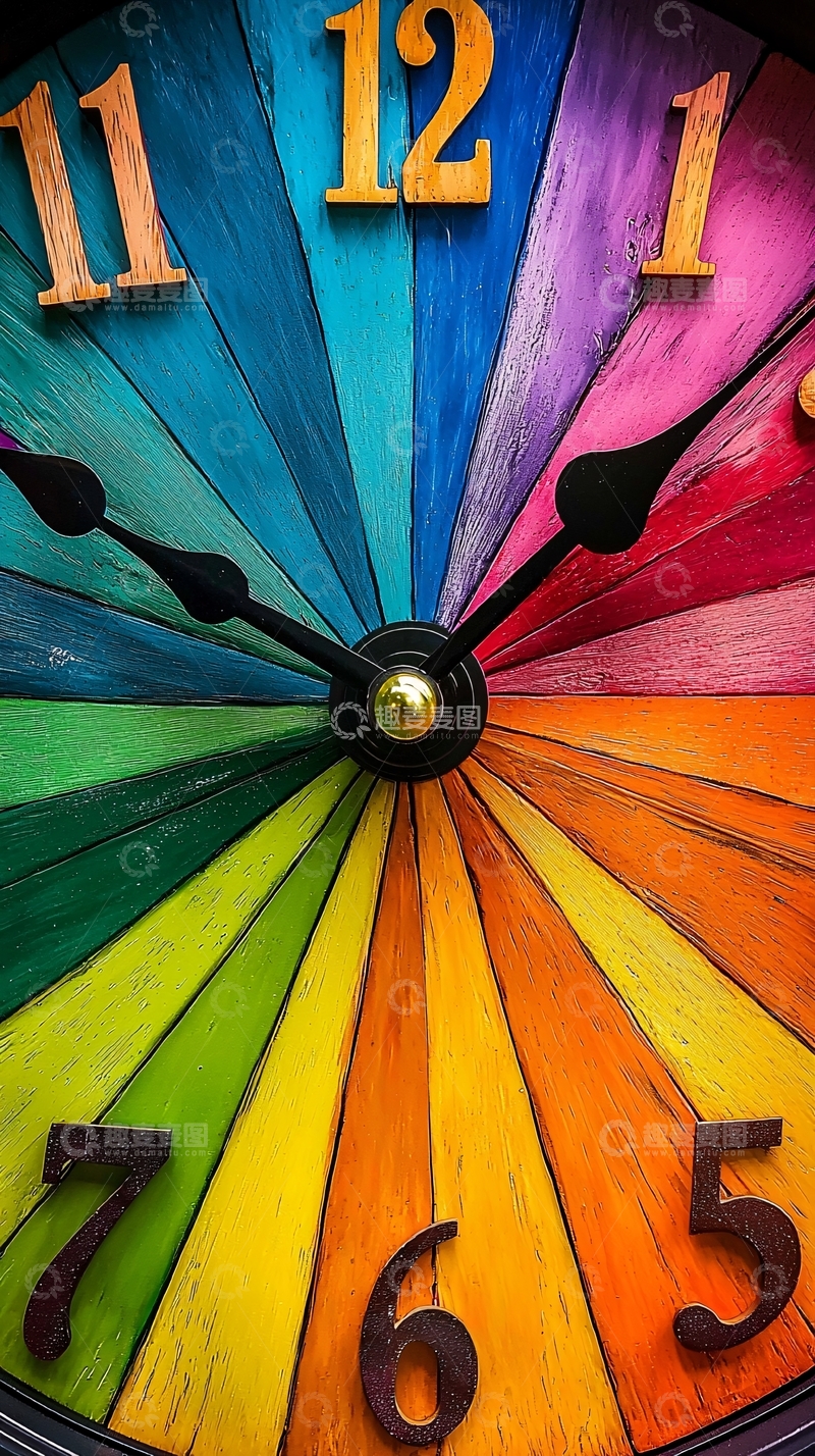 高清大图下载【趣麦麦图】彩色木质钟表