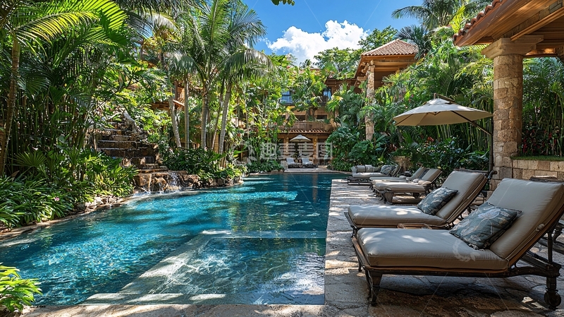高清大图下载【趣麦麦图】热带度假泳池天堂