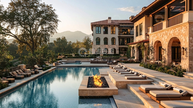 高清大图下载【趣麦麦图】豪华别墅泳池景观