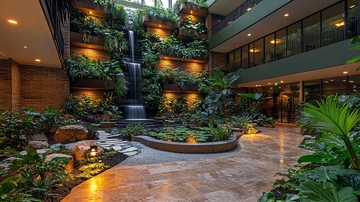 室内绿色植物瀑布景观