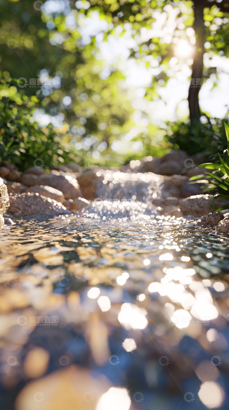 高清大图下载【趣麦麦图】阳光下清澈溪流