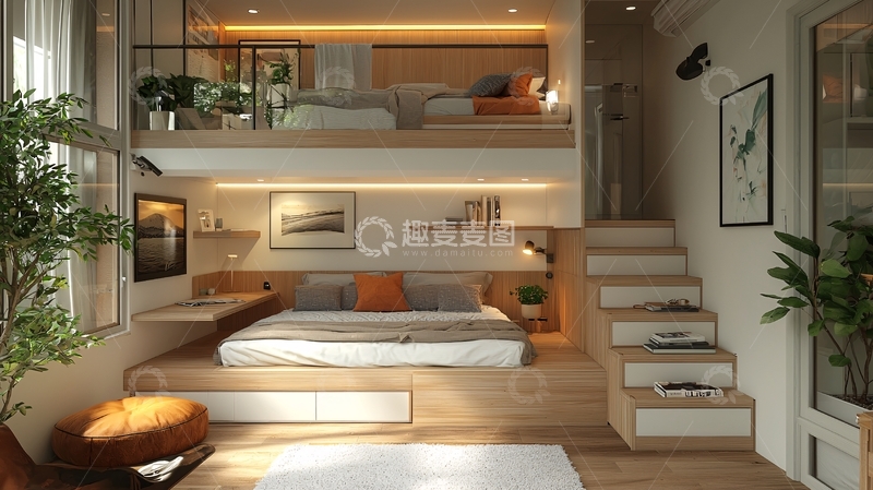 高清大图下载【趣麦麦图】现代简约复式小公寓