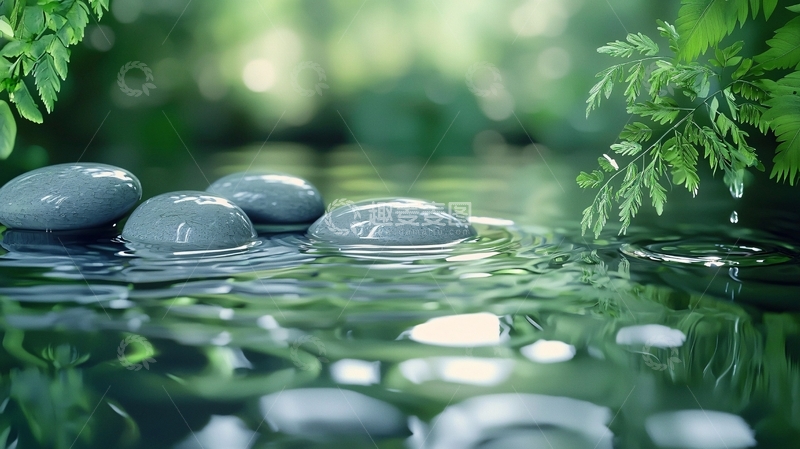 高清大图下载【趣麦麦图】平静水面上的鹅卵石