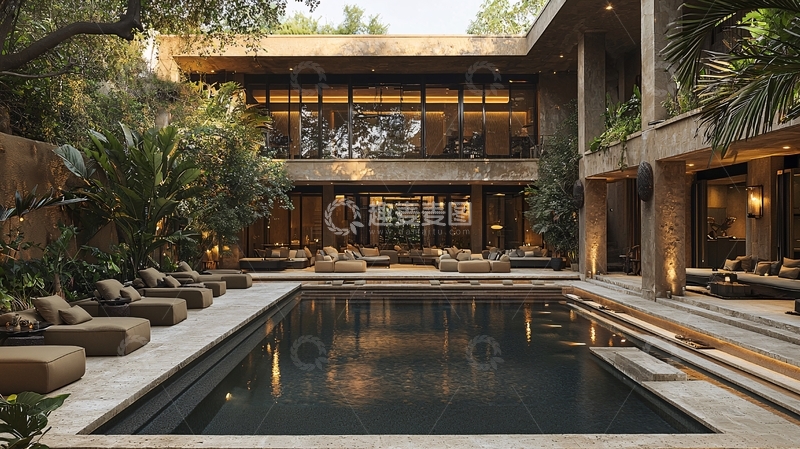 高清大图下载【趣麦麦图】豪华别墅泳池