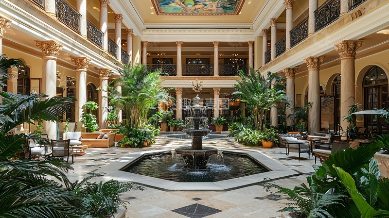 高清大图下载【趣麦麦图】豪华酒店内庭院