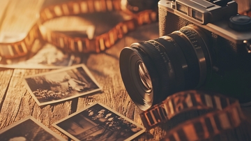 老相机胶卷黑白照片