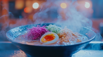 热气腾腾的日式拉面