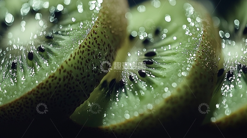高清大图下载【趣麦麦图】新鲜翠绿奇异果切片
