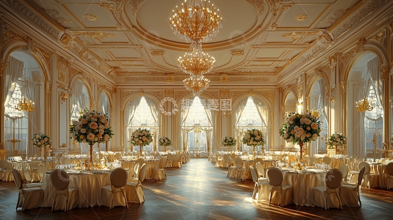 高清大图下载【趣麦麦图】奢华宴会厅金色调