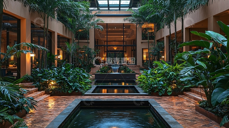 高清大图下载【趣麦麦图】室内庭院景观