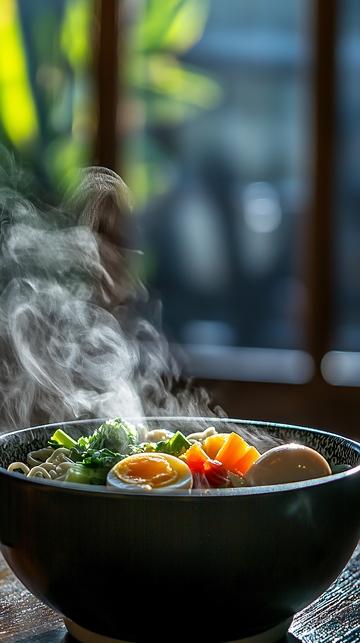 热气腾腾的日式拉面