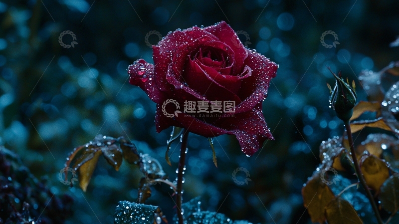 高清大图下载【趣麦麦图】-深色系玫瑰雨露