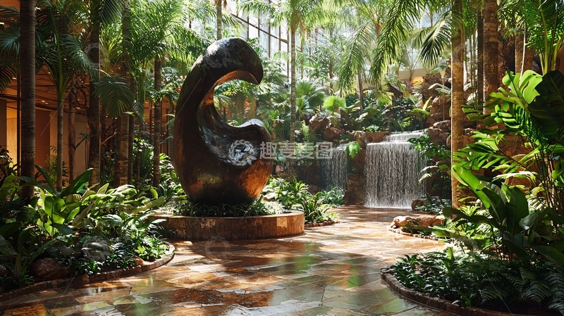 高清大图下载【趣麦麦图】热带雨林中的雕塑