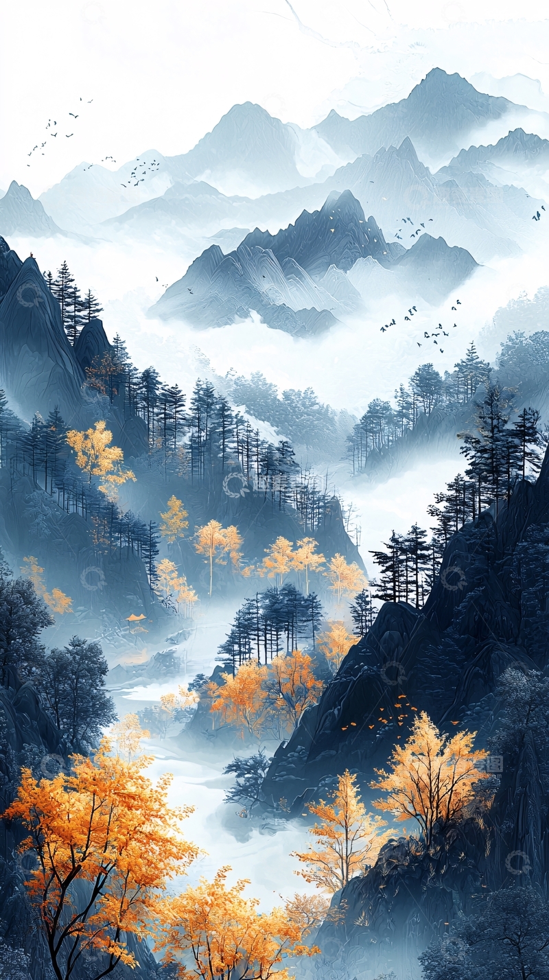 高清大图下载【趣麦麦图】水墨山水画意境深远