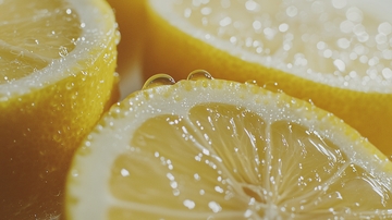新鲜柠檬切片特写