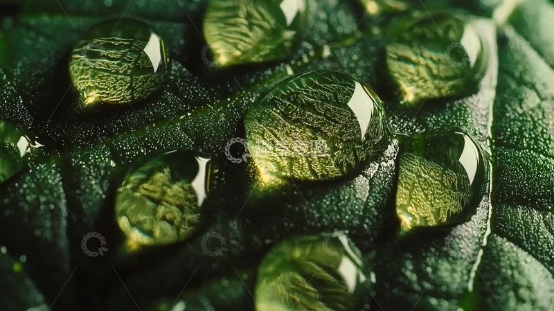 高清大图下载【趣麦麦图】绿叶上的水珠