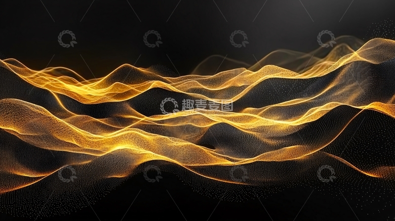 高清大图下载【趣麦麦图】金色光线在黑色背景上流动