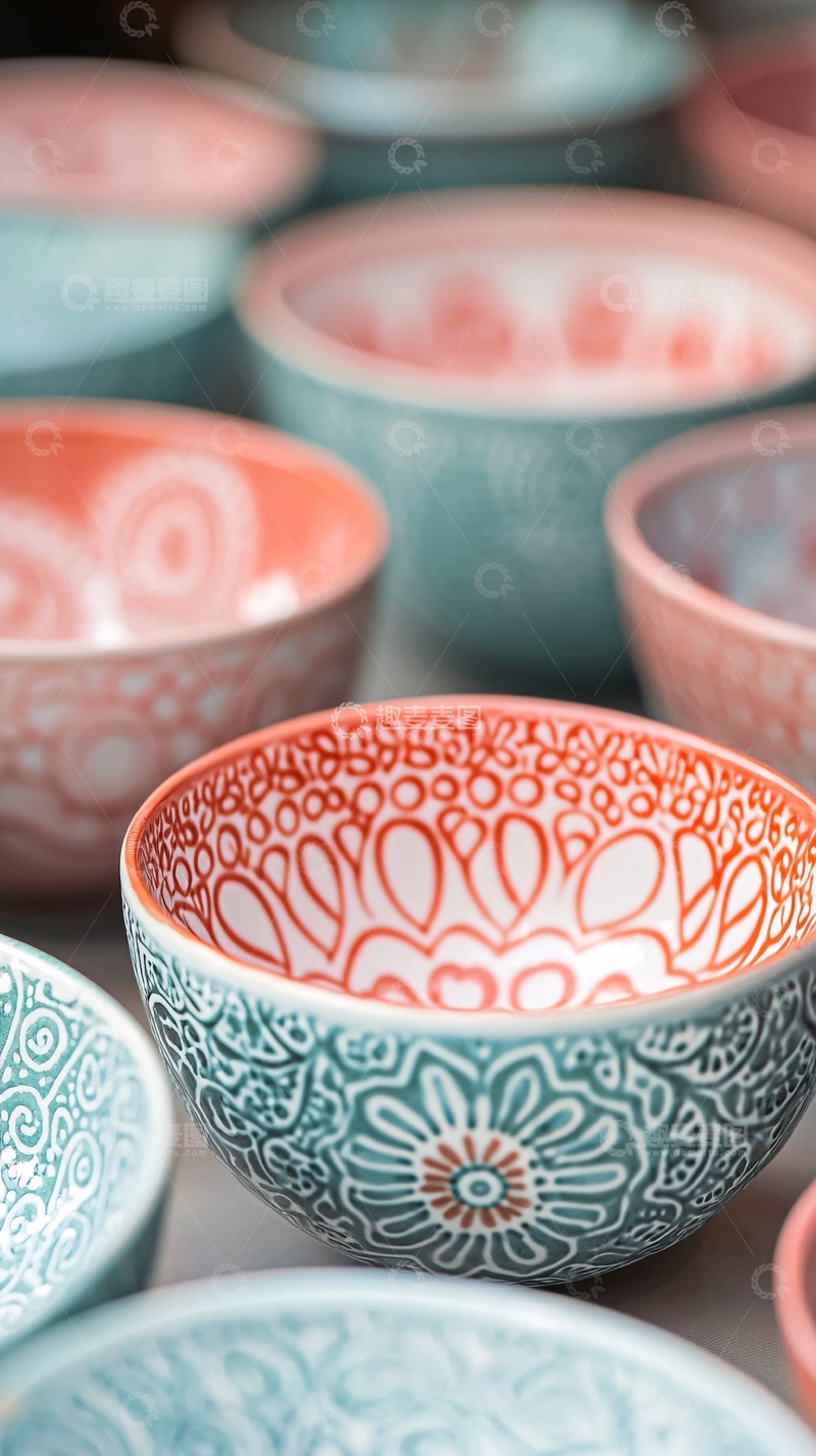 高清大图下载【趣麦麦图】彩色陶瓷碗