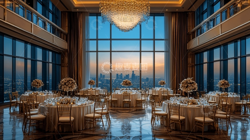 高清大图下载【趣麦麦图】高层宴会厅夜景
