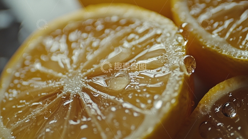 高清大图下载【趣麦麦图】新鲜柠檬切片特写
