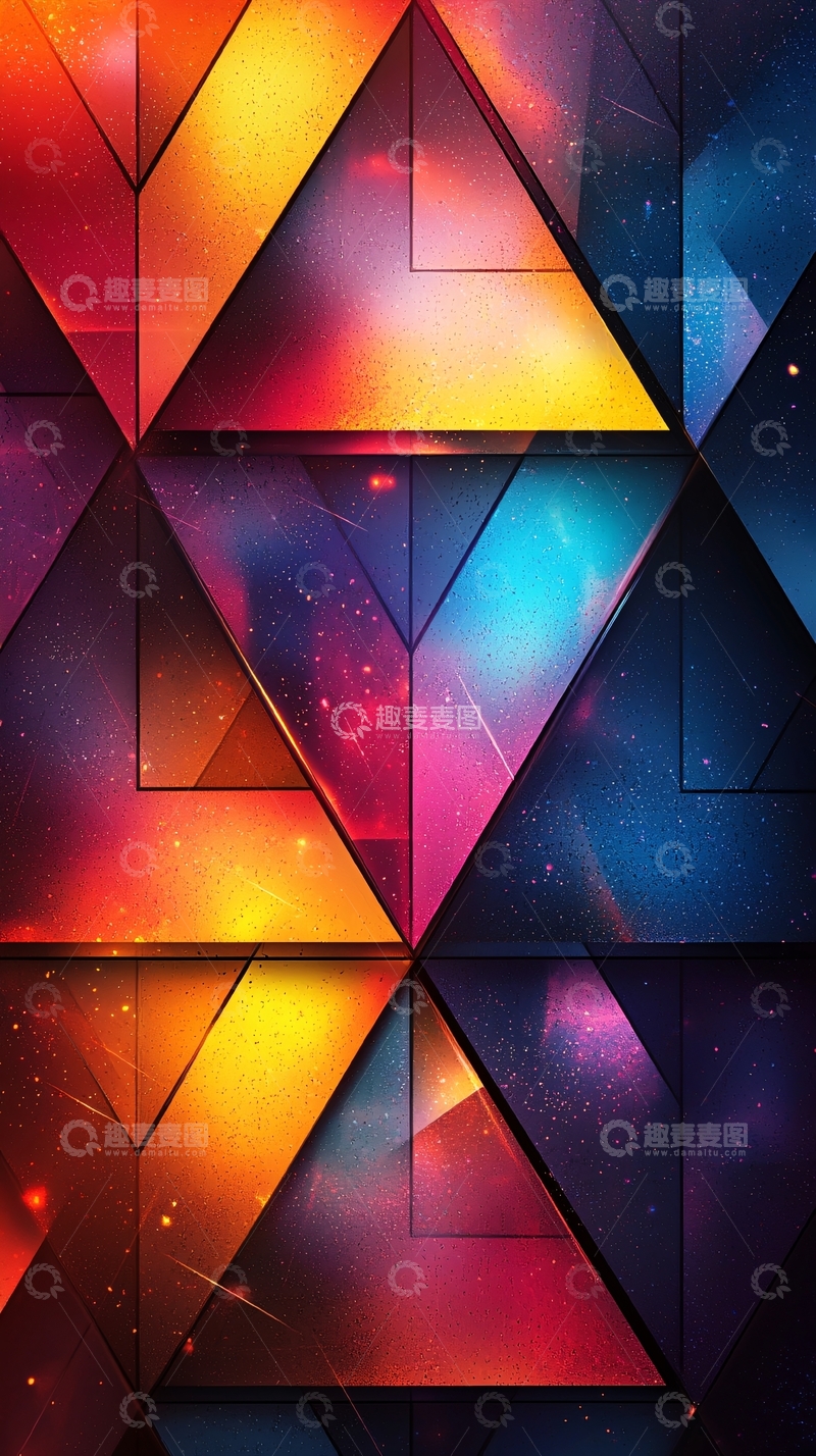 高清大图下载【趣麦麦图】彩色三角形拼贴艺术