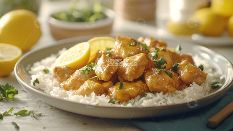 高清大图下载【趣麦麦图】柠檬鸡肉饭