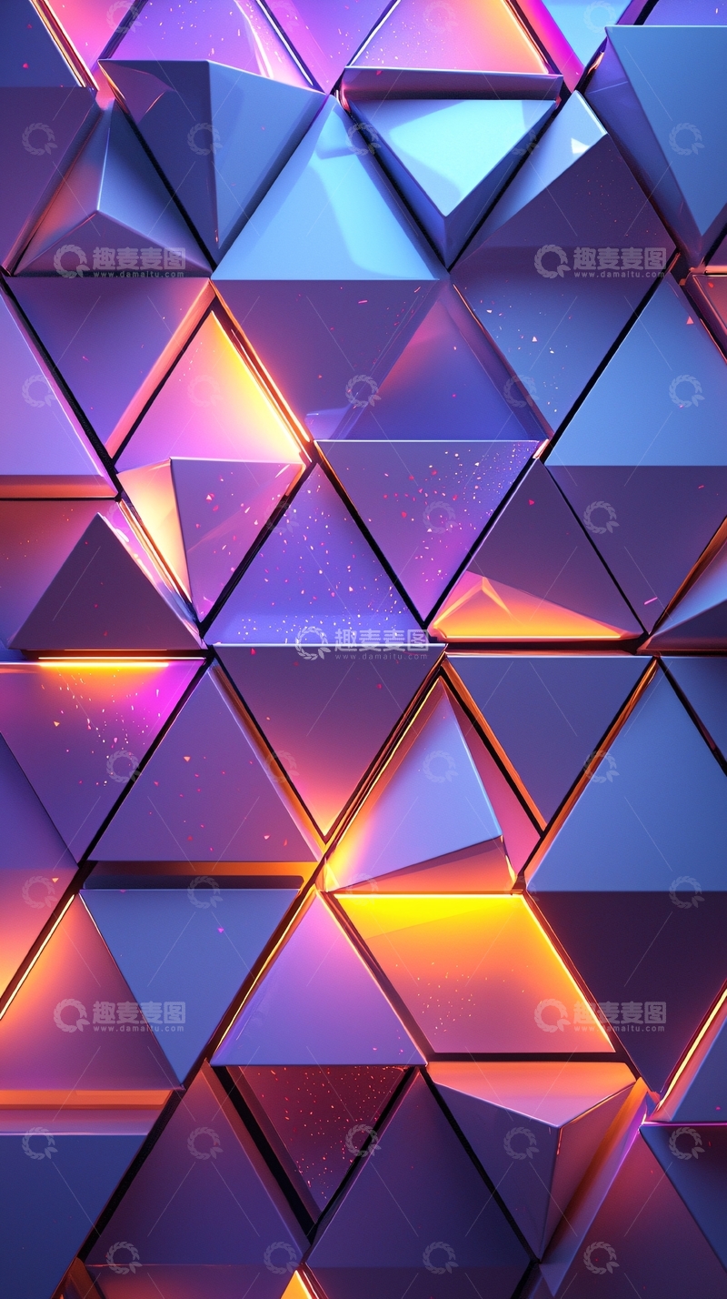 高清大图下载【趣麦麦图】三角形堆叠发光背景
