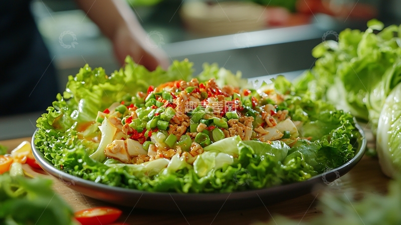 高清大图下载【趣麦麦图】精致摆盘的蔬菜沙拉