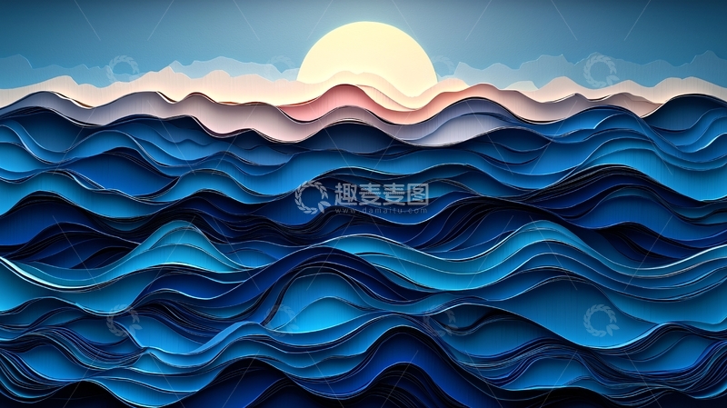 高清大图下载【趣麦麦图】蓝色波浪
