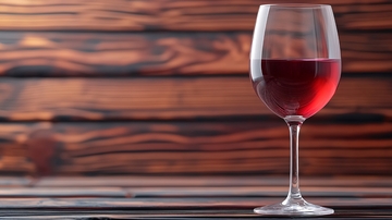 红酒杯在木质背景