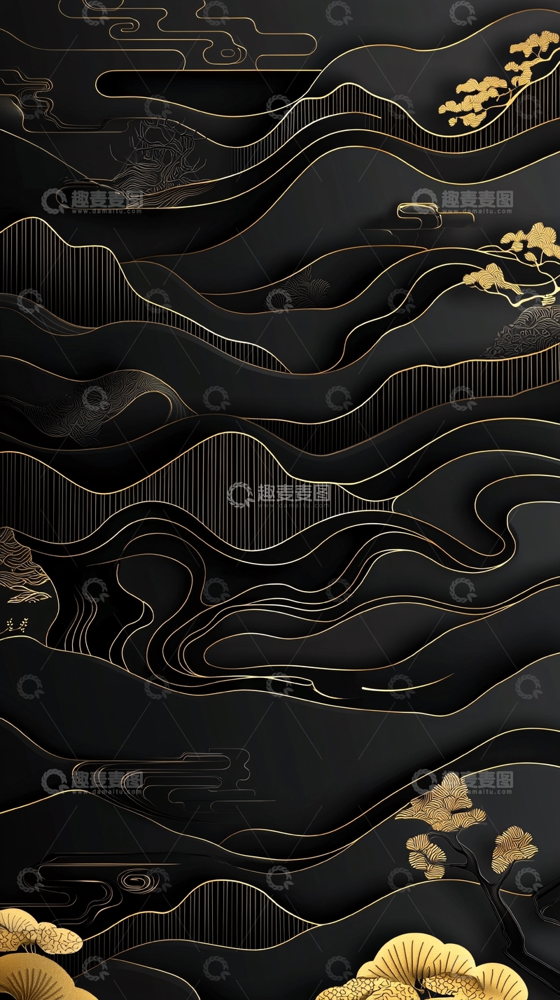 高清大图下载【趣麦麦图】黑色水墨风山水纹理背景