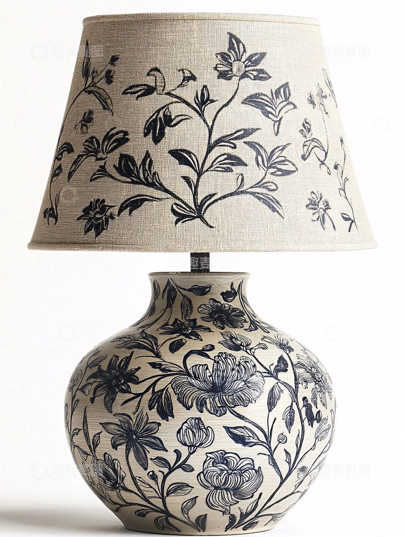 高清大图下载【趣麦麦图】素色花卉图案台灯