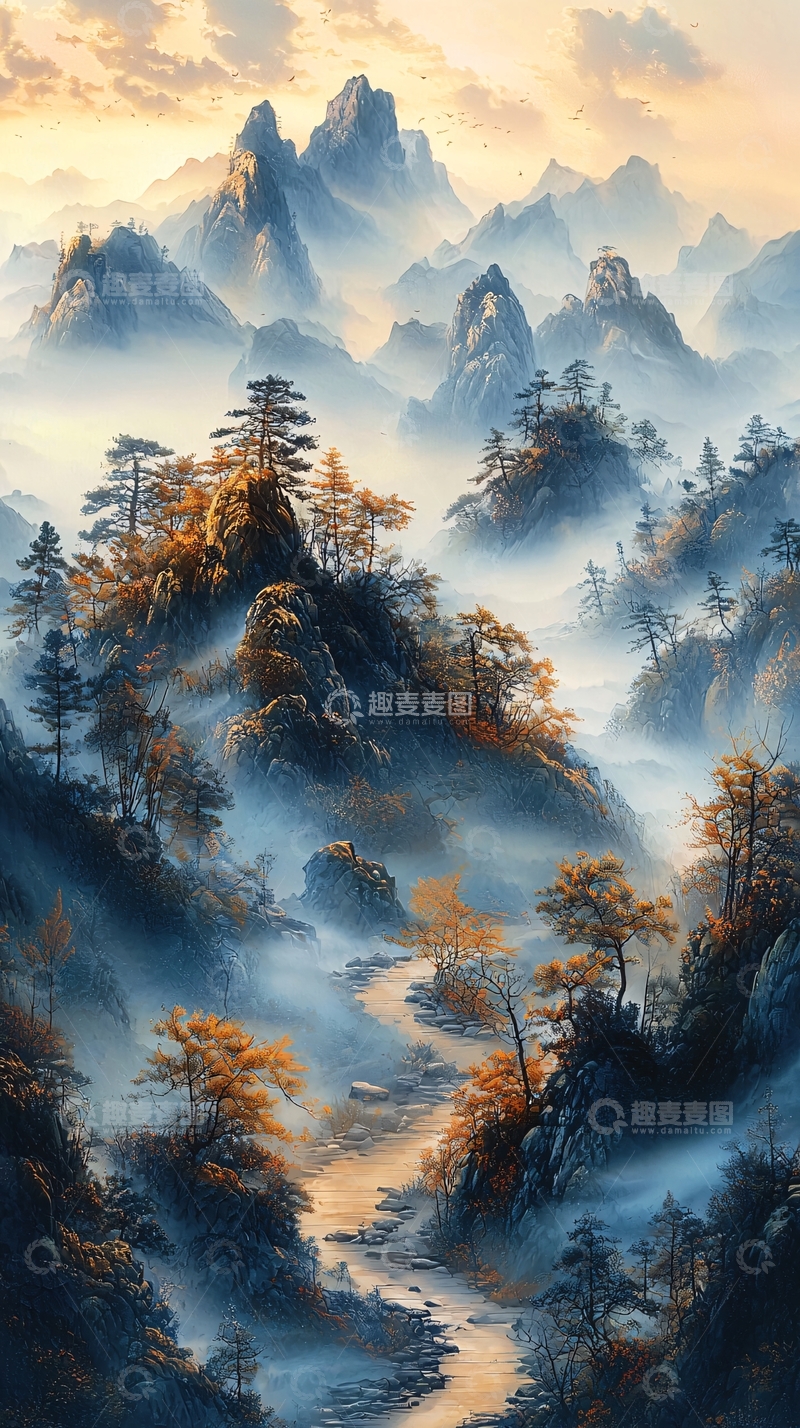 高清大图下载【趣麦麦图】山峦叠嶂云雾缭绕