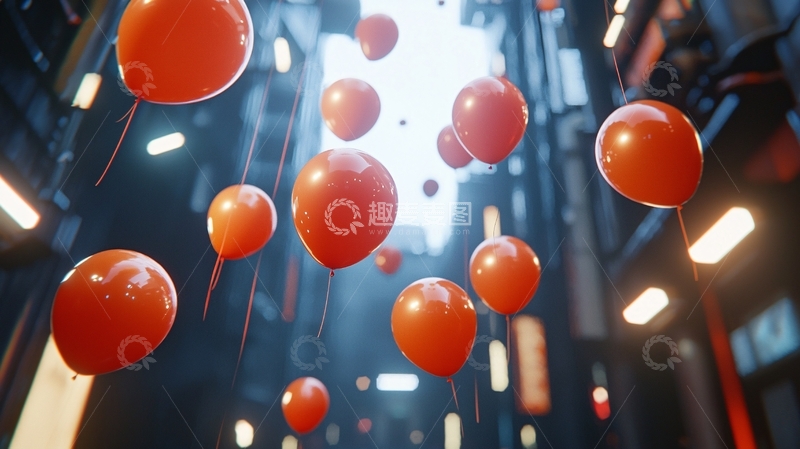 高清大图下载【趣麦麦图】未来都市红气球