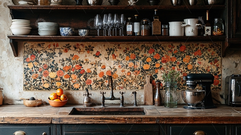 高清大图下载【趣麦麦图】复古厨房台面摆放物品