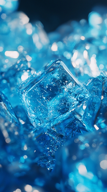 蓝色冰块特写