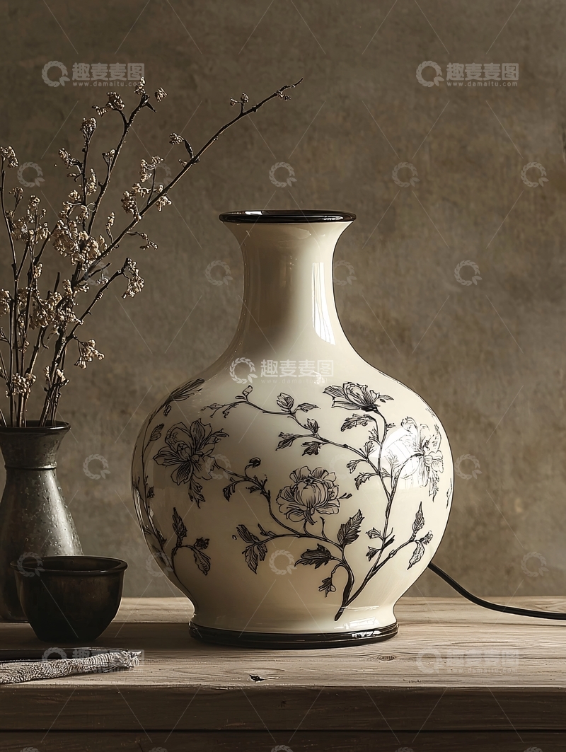 高清大图下载【趣麦麦图】中式陶瓷花瓶台灯