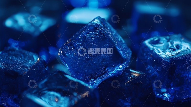 高清大图下载【趣麦麦图】蓝色冰块特写