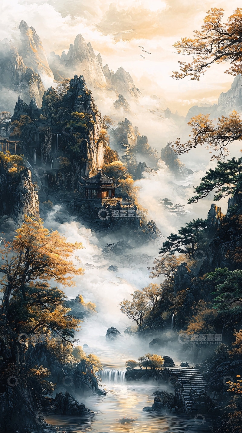 高清大图下载【趣麦麦图】山水国画风格