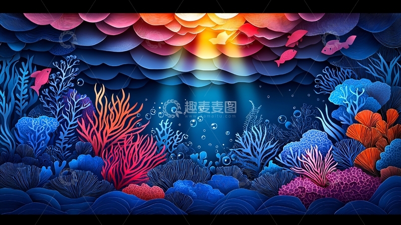 高清大图下载【趣麦麦图】海底世界卡通场景